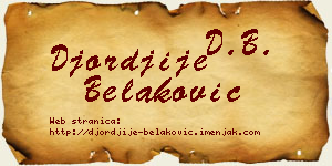 Đorđije Belaković vizit kartica